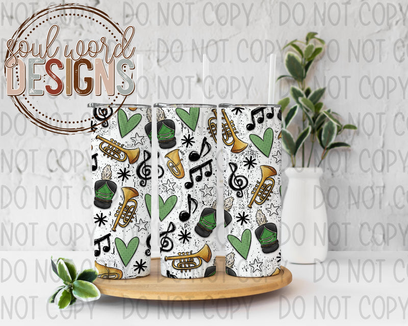 Green Band Collage Skinny Straight Tumbler Design - DIGITAL DOWNLOAD