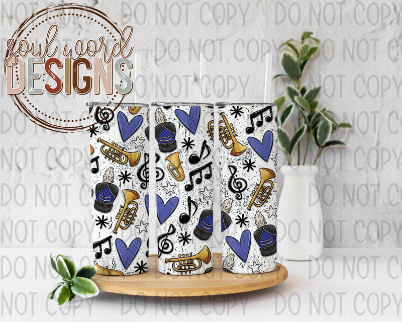 Blue Band Collage Skinny Straight Tumbler Design - DIGITAL DOWNLOAD