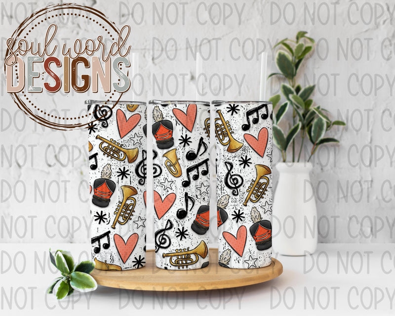 Orange Band Collage Skinny Straight Tumbler Design - DIGITAL DOWNLOAD