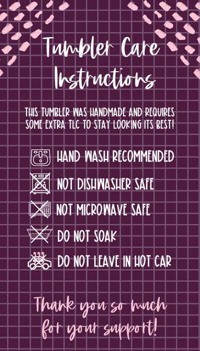 Tumbler Care Instructions Printable - DIGITAL FILES