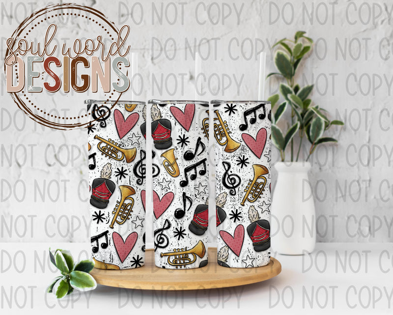 Red Band Collage Skinny Straight Tumbler Design - DIGITAL DOWNLOAD