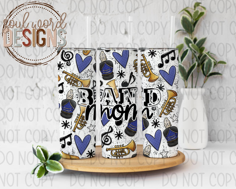 Blue Band Mom Skinny Straight Tumbler Design - DIGITAL DOWNLOAD