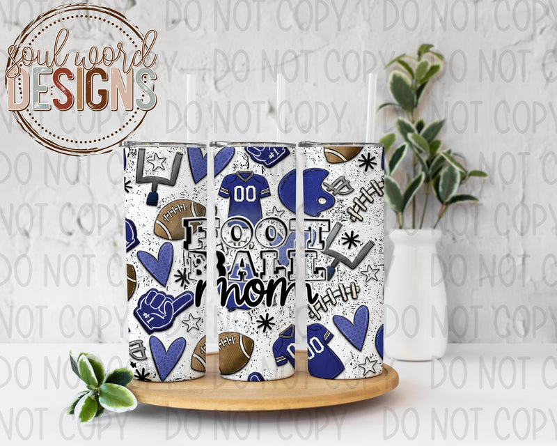 Blue Football Mom Skinny Straight Tumbler Design - DIGITAL DOWNLOAD