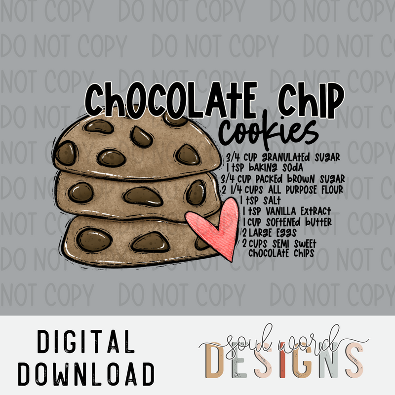 Chocolate Chip Cookie Recipe - DIGITAL DOWNLOAD