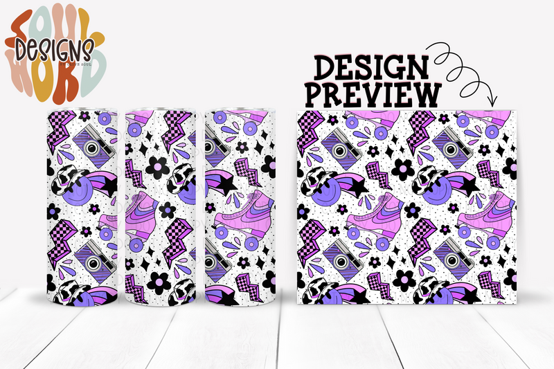 Retro Party Purple Colorway SEAMLESS Design - DIGITAL DOWNLOAD