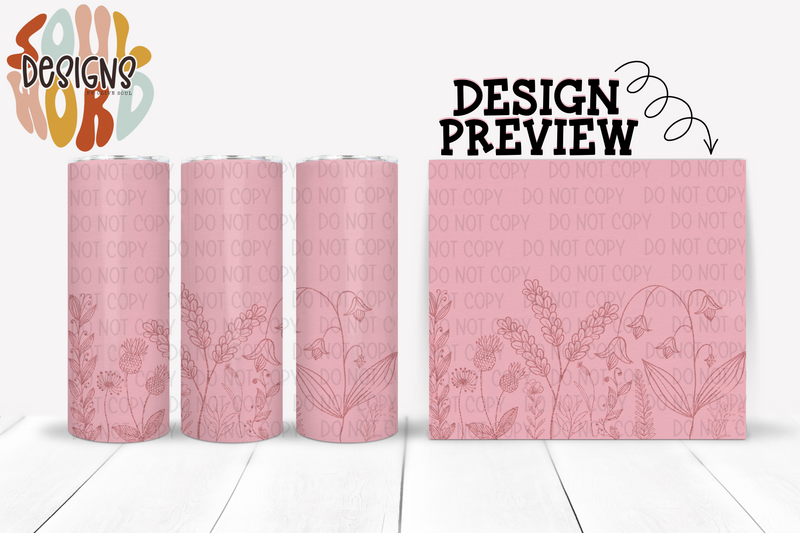 Rose Gold Linen Wildflower Skinny Straight Tumbler Design - DIGITAL DOWNLOAD