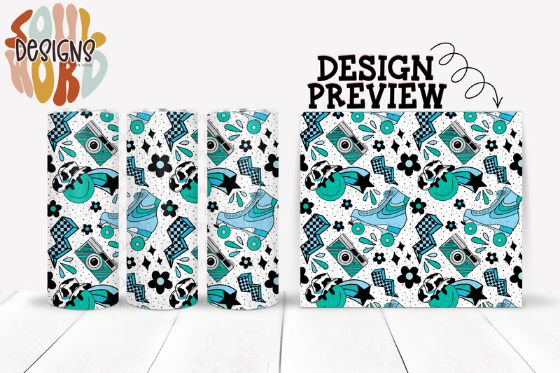 Retro Party Teal Colorway SEAMLESS Design - DIGITAL DOWNLOAD