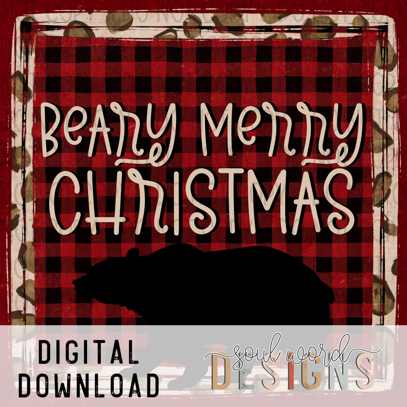 Beary Merry Christmas Social Media Post Graphic - DIGITAL DOWNLOAD