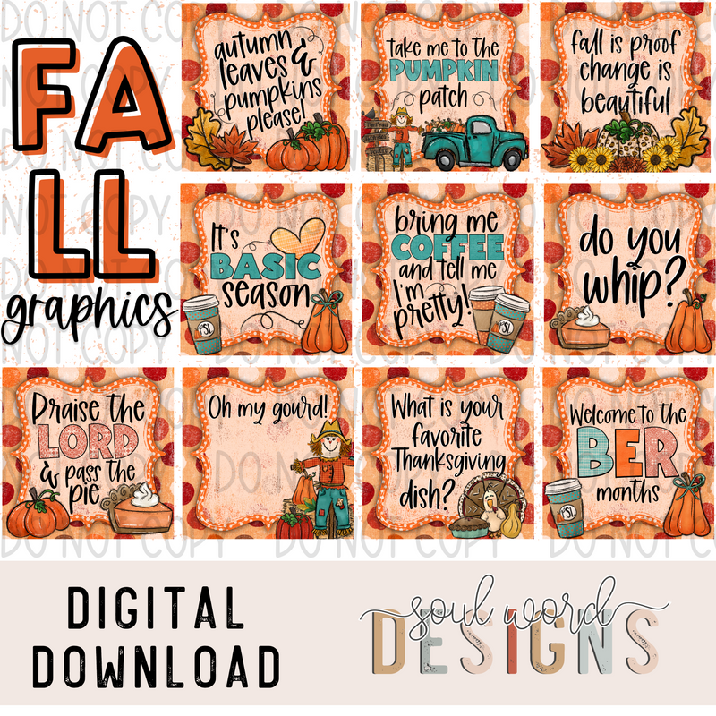 Fall Theme Social Media Post Graphics - DIGITAL DOWNLOAD