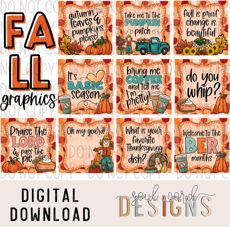 Fall Themed Posts Fall Theme Social Media Post Graphics - DIGITAL DOWNLOAD – Olive Soul