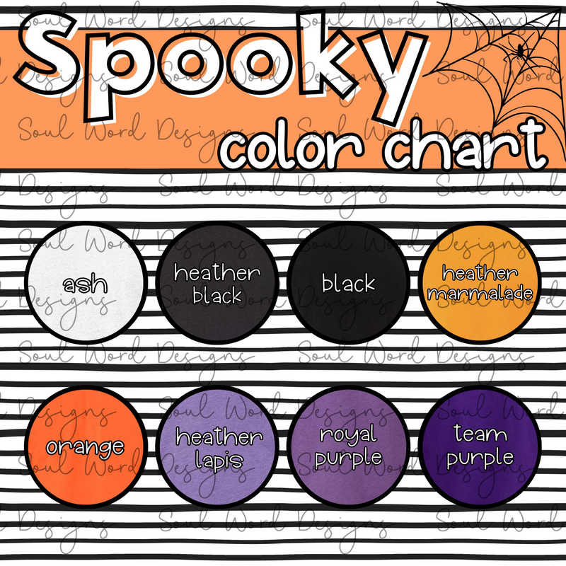 Spooky Bella Canvas Color Chart - DIGITAL DOWNLOAD
