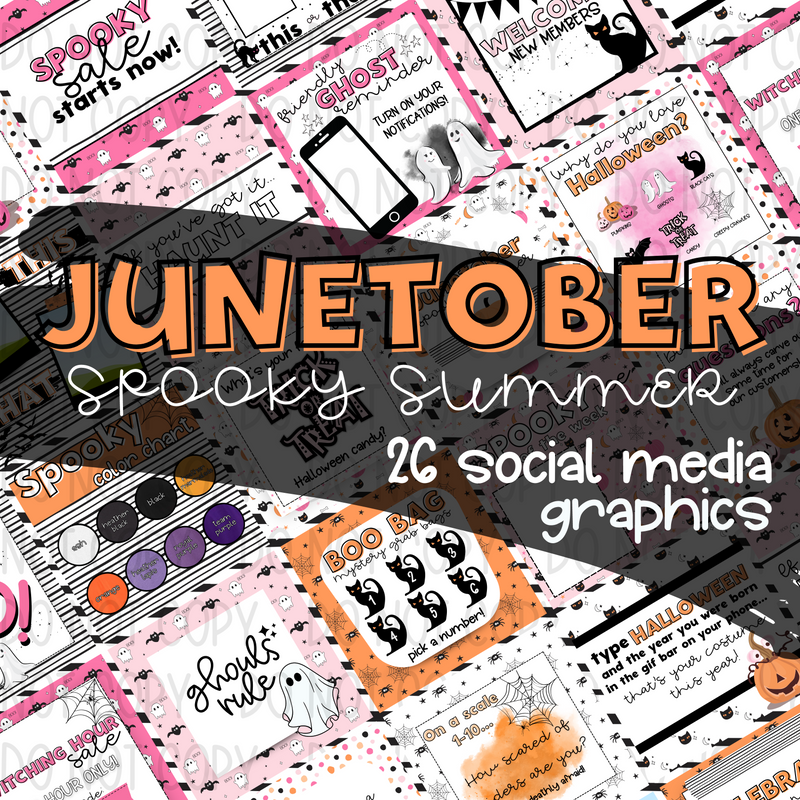 Junetober Spooky Summer Social Media Post Graphics - DIGITAL DOWNLOAD