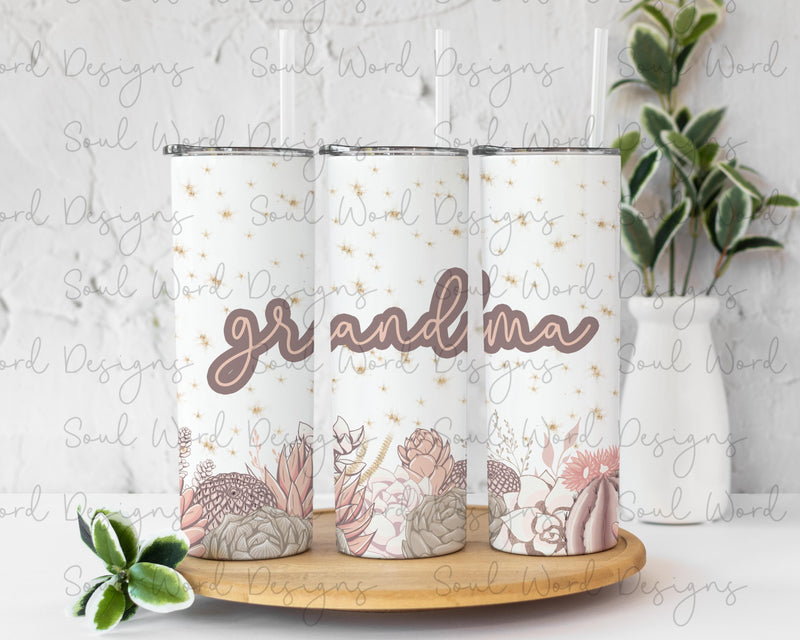 Grandma Pink Cactus Tumbler Skinny Straight Tumbler Design - DIGITAL DOWNLOAD