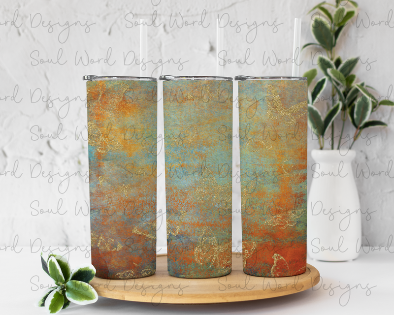 Rust Gold Butterfly Skinny Straight Tumbler Design - DIGITAL DOWNLOAD