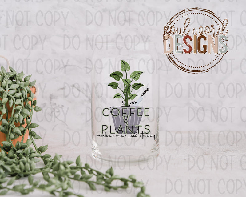 Coffee And Plants Glass Can Design - DIGITAL DOWNLOAD