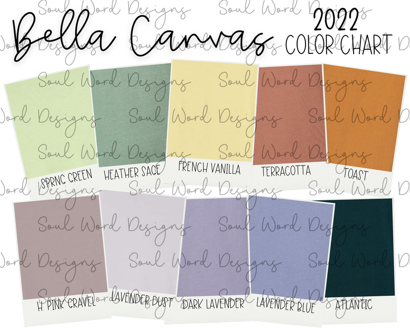 Bella Canvas 2022 Color Chart - DIGITAL DOWNLOAD