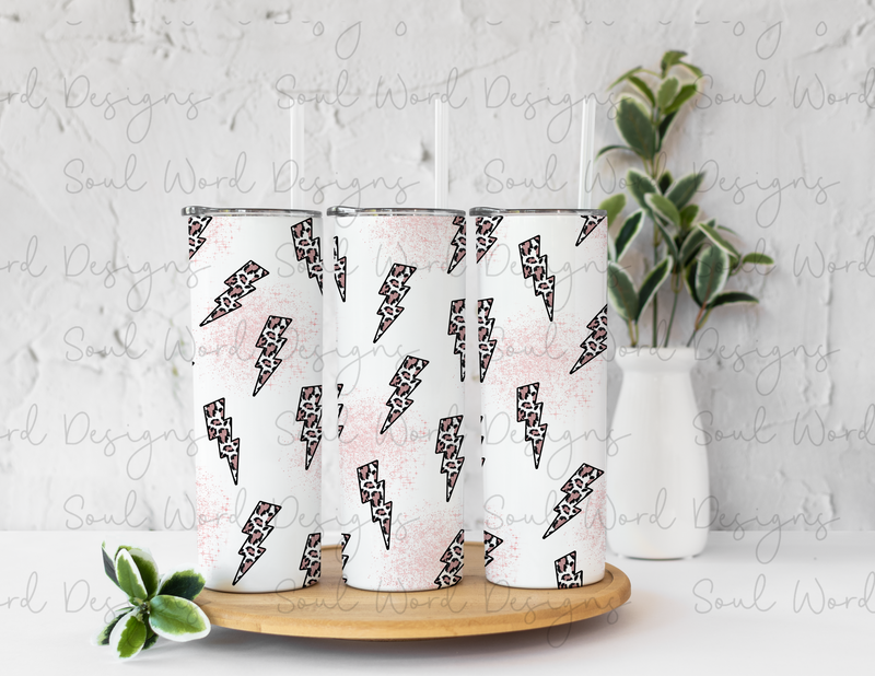 Leopard Lightning Skinny Straight Tumbler Design - DIGITAL DOWNLOAD