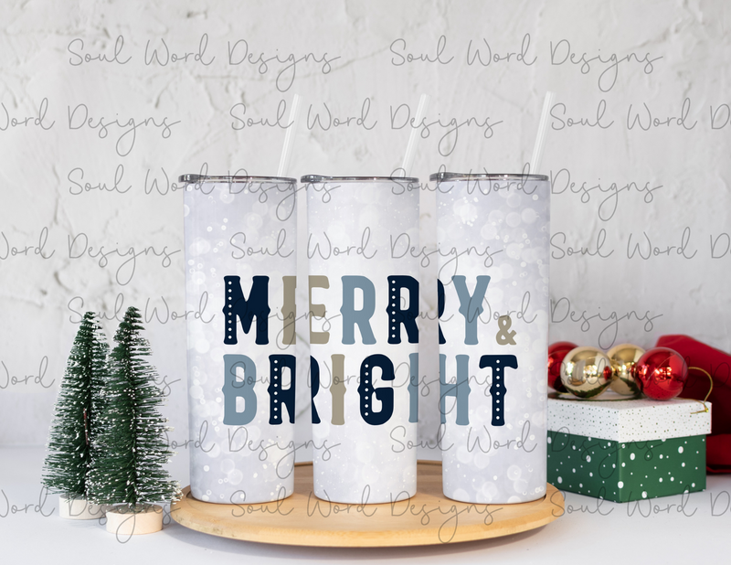 Merry & Bright Skinny Straight Tumbler Design - DIGITAL DOWNLOAD