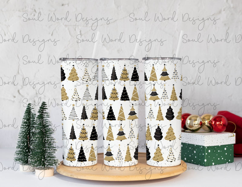 Elegant Christmas Trees White Skinny Straight Tumbler Design - DIGITAL DOWNLOAD