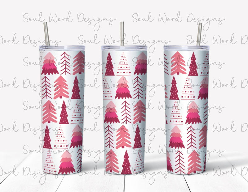 Pink Trees Skinny Straight Tumbler Design - DIGITAL DOWNLOAD