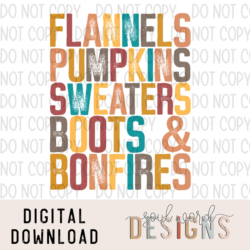 Flannels Pumpkins Sweaters Boots & Bonfires - DIGITAL DOWNLOAD