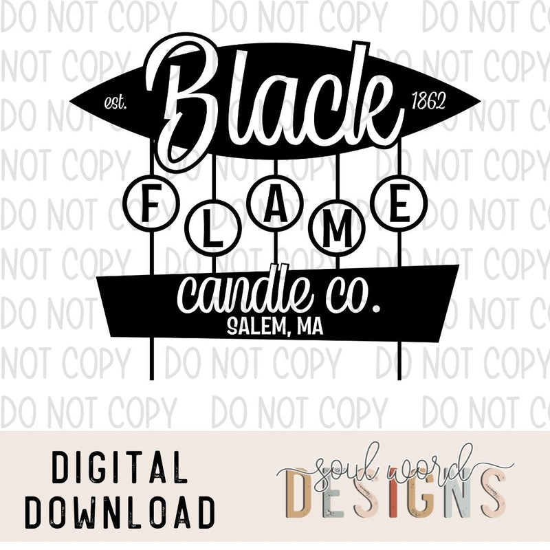 Black Flame Candle Co Sign Single Color - DIGITAL DOWNLOAD