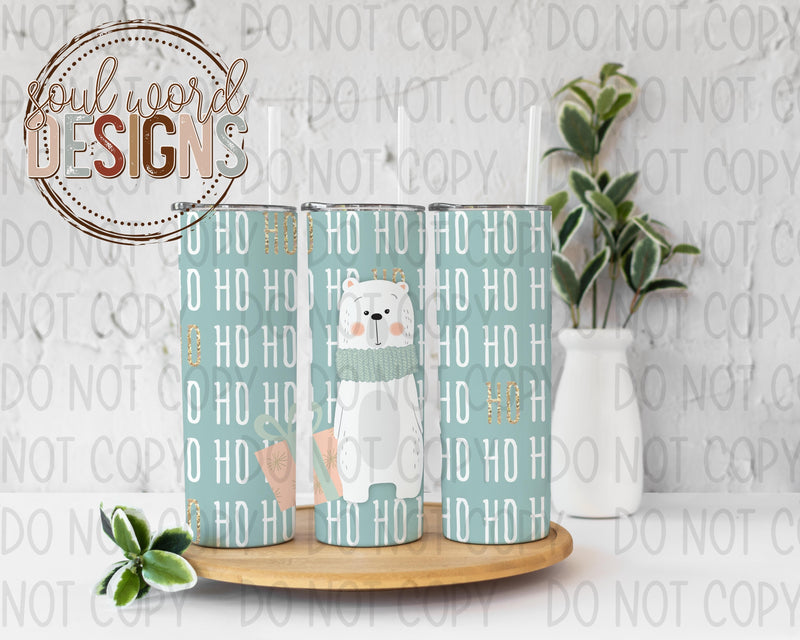 Ho Ho Ho Bear Skinny Straight Tumbler Design - DIGITAL DOWNLOAD