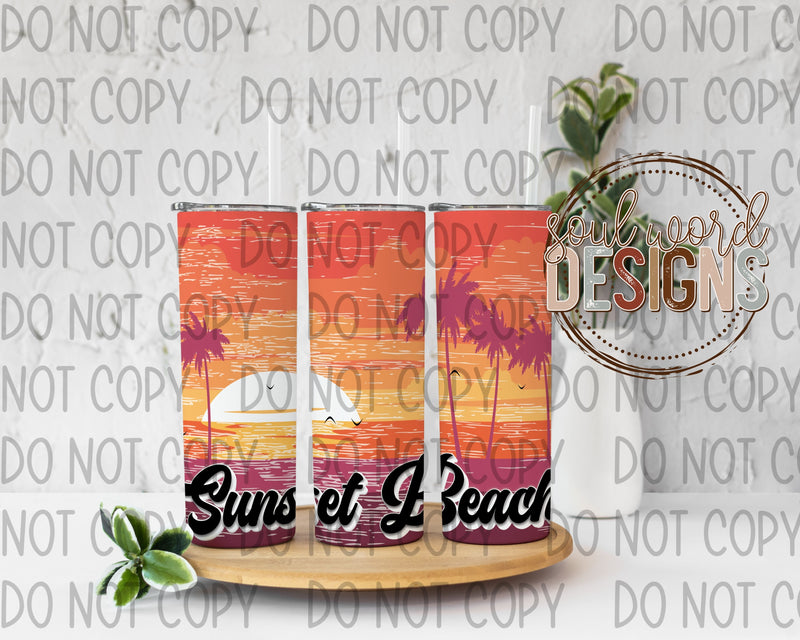 Sunset Beach Skinny Straight Tumbler Design - DIGITAL DOWNLOAD