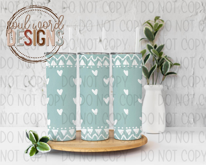 Sage Hearts Skinny Straight Tumbler Design - DIGITAL DOWNLOAD