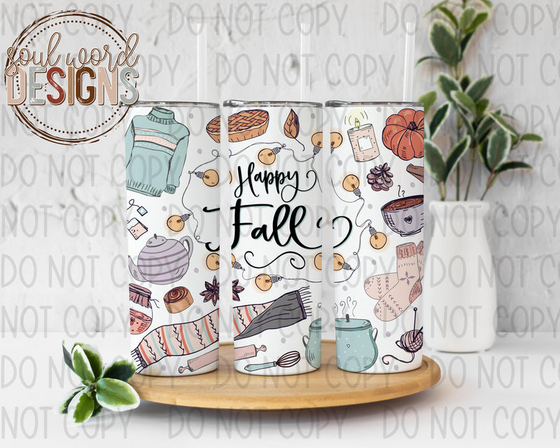 Happy Fall Skinny Straight Tumbler Design - DIGITAL DOWNLOAD