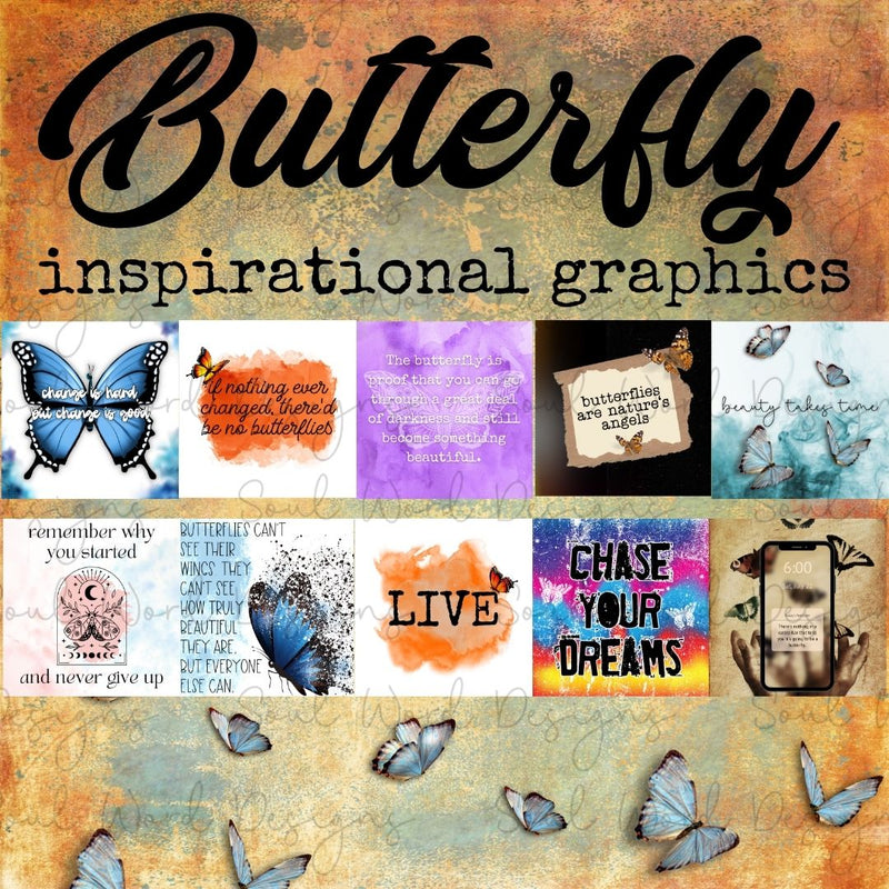 Butterfly Inspirational Social Media Post Graphics - DIGITAL DOWNLOAD