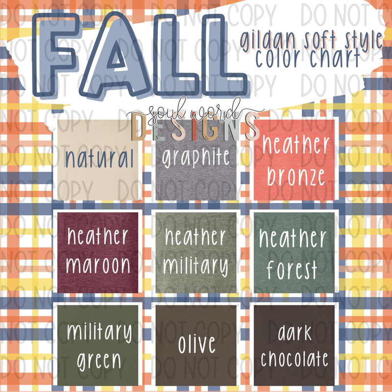 Fall Gildan Softstyle Color Chart - DIGITAL DOWNLOAD