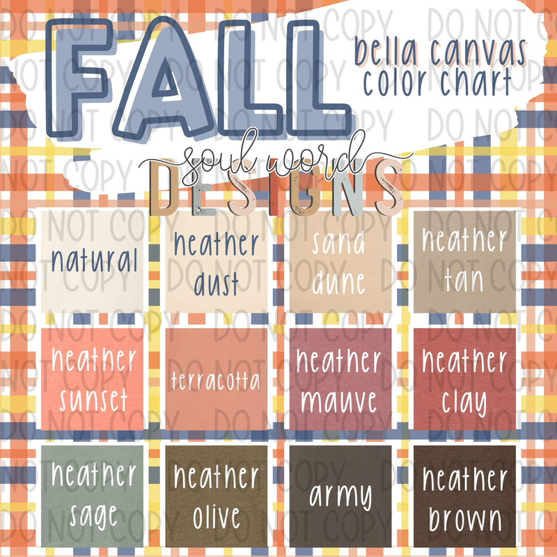 Fall Bella Canvas Color Chart - DIGITAL DOWNLOAD