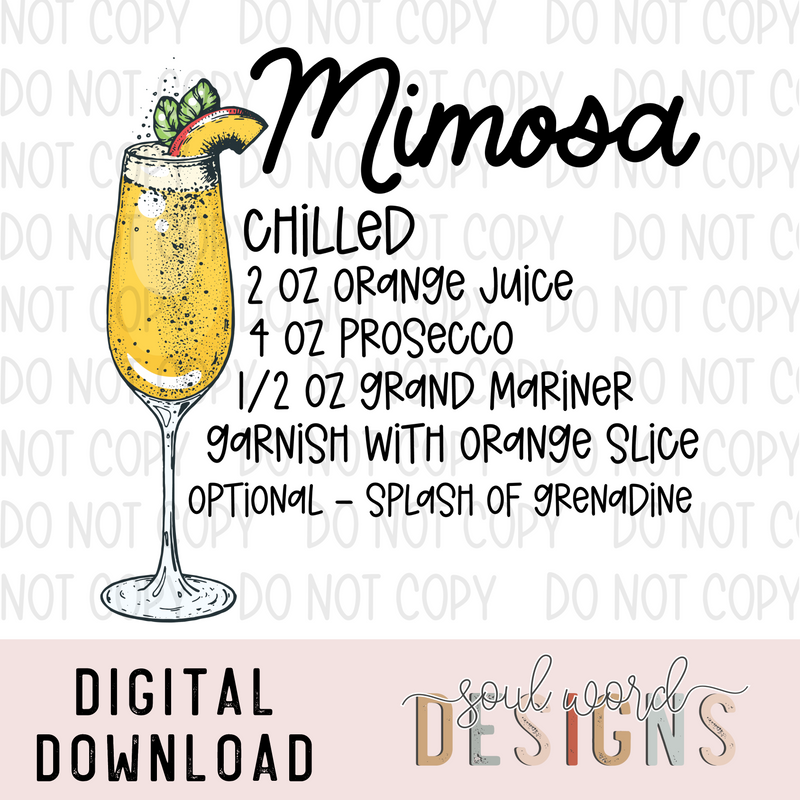 Mimosa Cocktail Recipe DIGITAL DOWNLOAD – Olive Soul