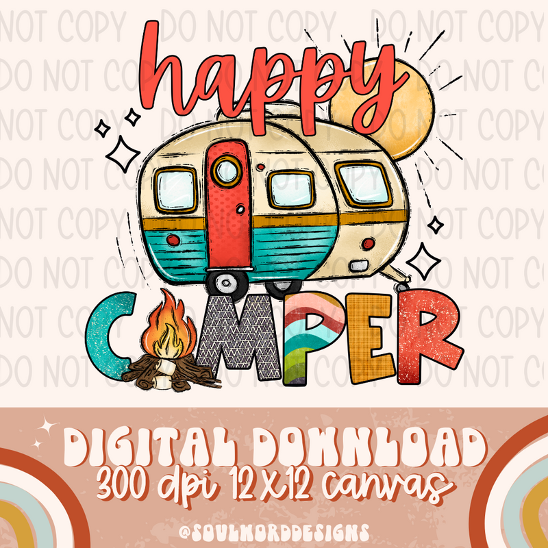 Happy Camper Bright - DIGITAL DOWNLOAD