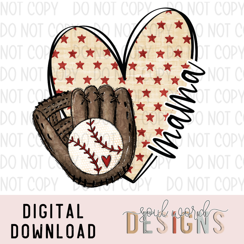 Baseball Mama Heart - DIGITAL DOWNLOAD