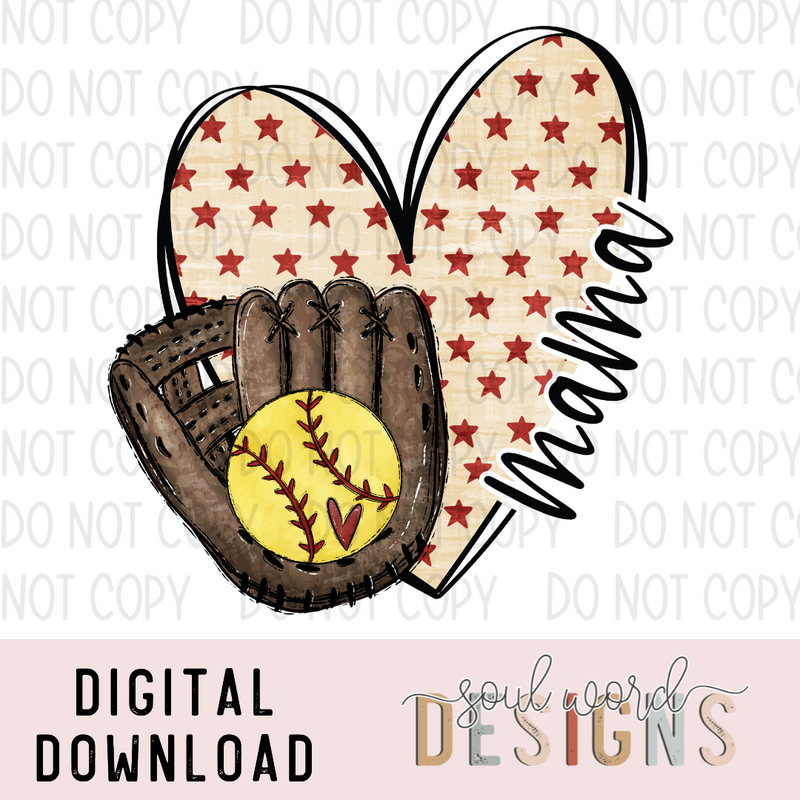 Softball Mama Heart - DIGITAL DOWNLOAD