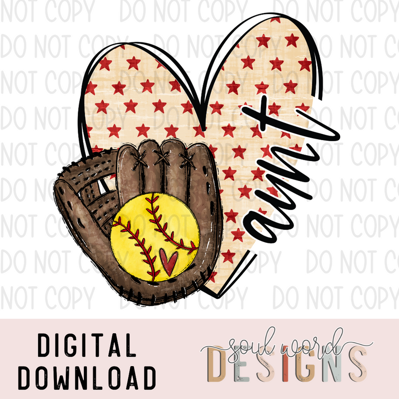 Softball Aunt Heart - DIGITAL DOWNLOAD