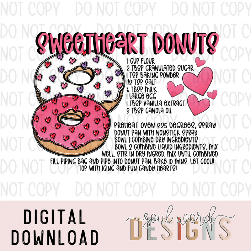 Sweetheart Donuts Recipe - DIGITAL DOWNLOAD