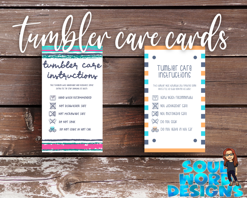 Tumbler Care Instructions Printable - DIGITAL FILES